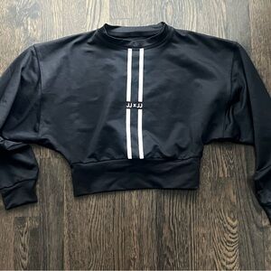 Jo + Jax Jenna Johnson Youth Girls Black Cropped Sweatshirt with White Stripes